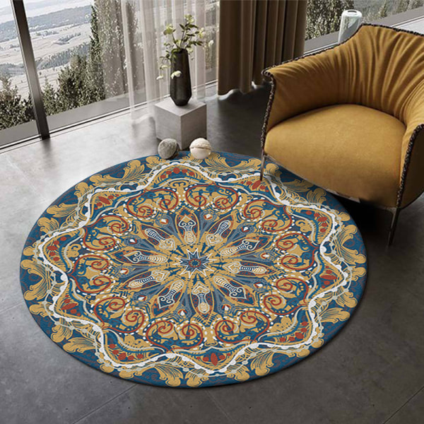 Rundt Arealægge Mandala Tæpper til Soveværelse Badeværelse Vaskbart Skridsikkert Cirkel Gulvmåtter Chic Bohemian Hjem Decor Tæpper - Stil 11 100*100cm
