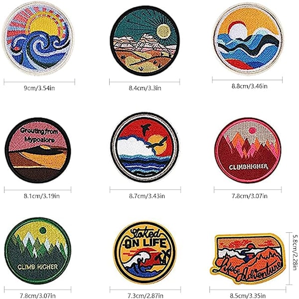 10 stk. stryge-på patches til jeans/jakker/hatte/sko/rygsække