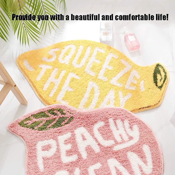 2022, Flocking Fruit Lemon Shape Bathroom Mat Cute Cartoon Bath