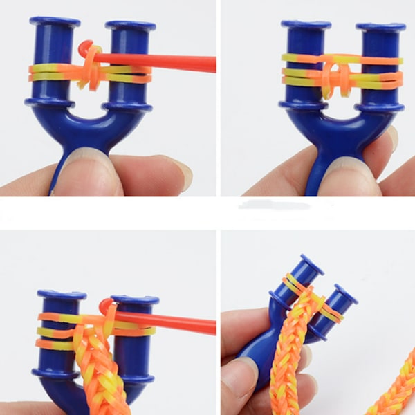 Regnbue elastisk farge håndstrikkingsenhet DIY puslespill barn t