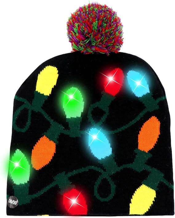 LED Julhatt Lyser Julhattar, Stickade Mössor med 6 Colo