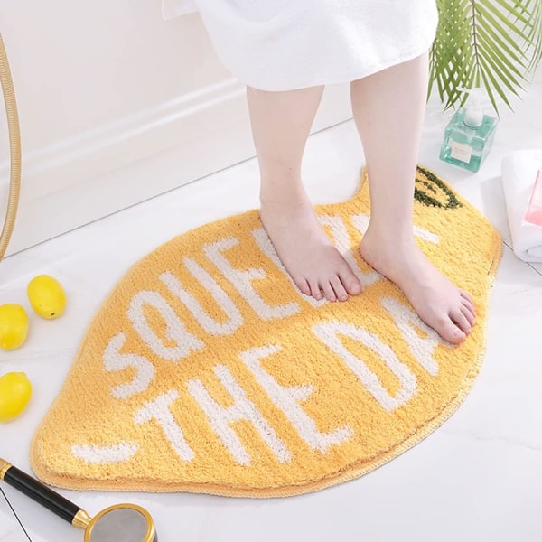 2022, Flocking Fruit Lemon Shape Bathroom Mat Cute Cartoon Bath