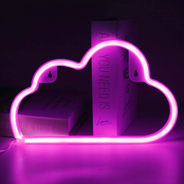 Rosa moln Neonljus Neon Skyltar, Batteridriven och USB