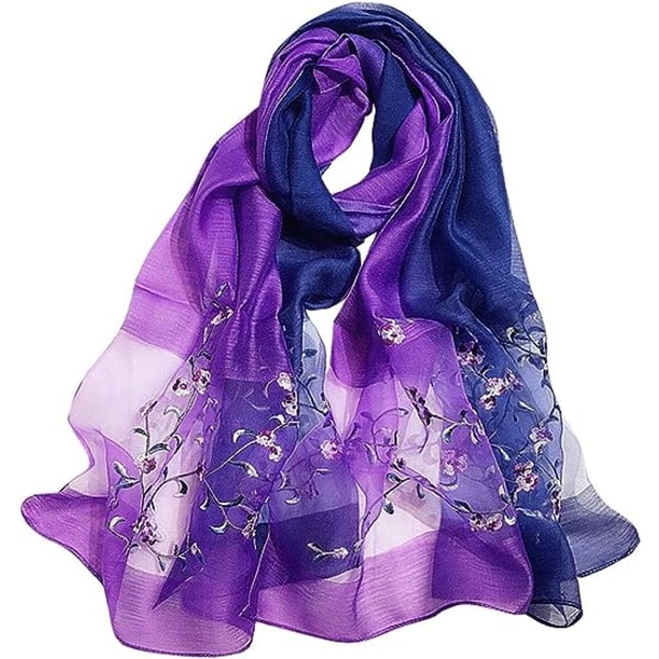 Silk Wool Embroidered Silk Scarf Wholesale Gradient Color Mulber