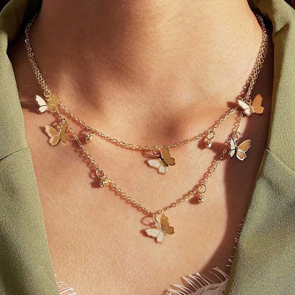 Nytt sommerfugl anheng halskjede choker kvinnelige tilbehør