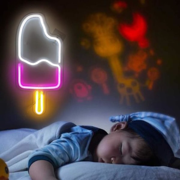 Popsicle Neon-skilt - USB-drevet 3D-kunst LED-neonlys for soverom