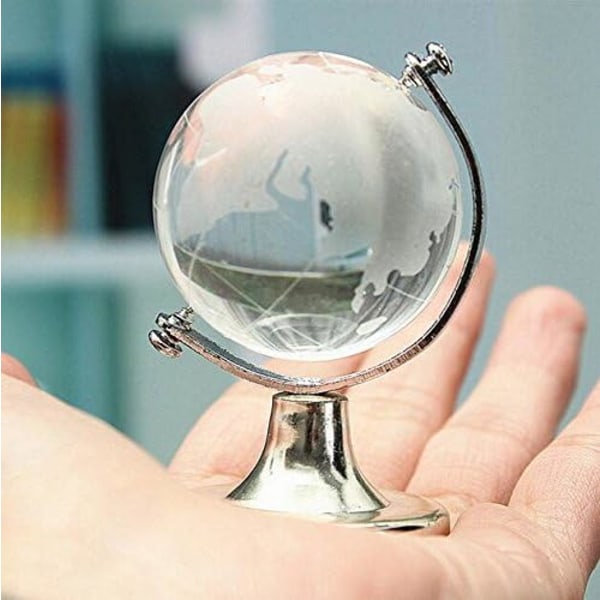 150x45mm Mini World Globe Crystal Clear Glass Paperweight Office