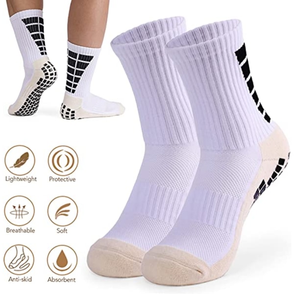 Halkskyddade fotbollssockor, 3 par herrsportsockor, set med höga sportsockor för vuxna fotboll basket trekking