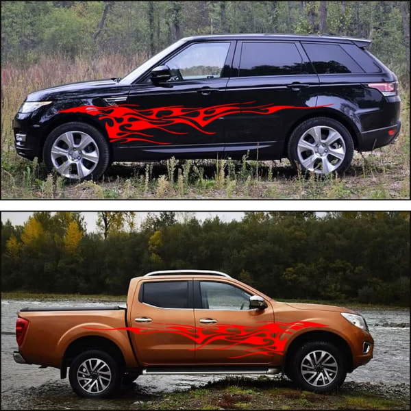 2 stk. 103'' Universal Flame Graphics Bil Auto Karosseri Side Sticker Red