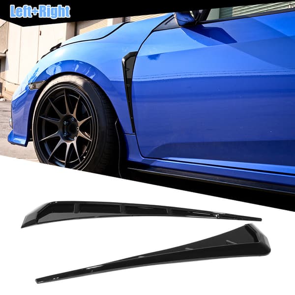 2 stk. blank svart bil side fender ventilasjon luft vinge deksel trim eksteriør