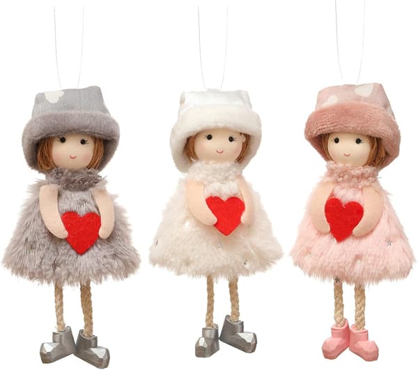 3 st Valentinsdag Hängande Ängeldocka, Julgransdörr