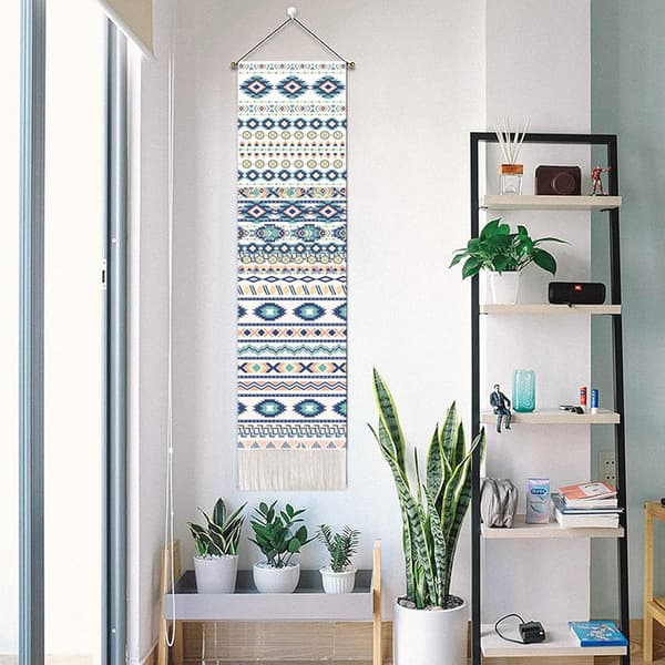 Bohemian Tapestry Long Fabric Wall Hanging Vertical Moon and Sun