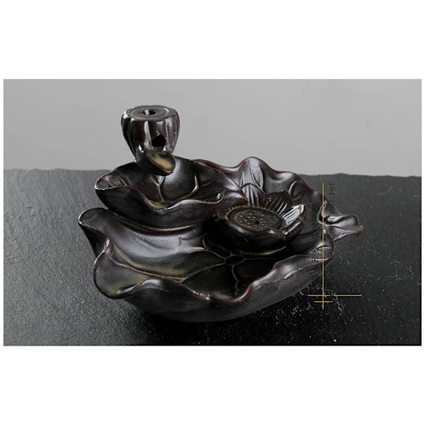 1 stk. Medium Lotus Blad Tilbageflow Røgelse Brænder Keramik Orname
