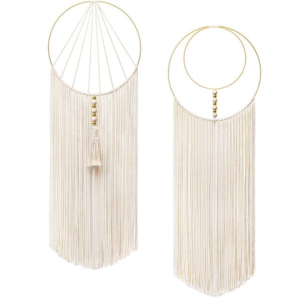 Sæt med 2 Macrame vævede Boho vægdekorationer Bohemian Chic Dekoration