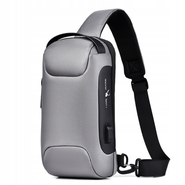 Sling Backpack USB Anti-Theft Waterproof Chest Daypack Casual Shoulder Bag Travel Casual Daypack - Grey