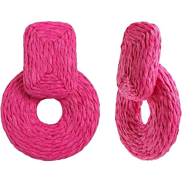 Runda Boho Statement Örhängen Wicker Drop Dangle Örhängen Handma