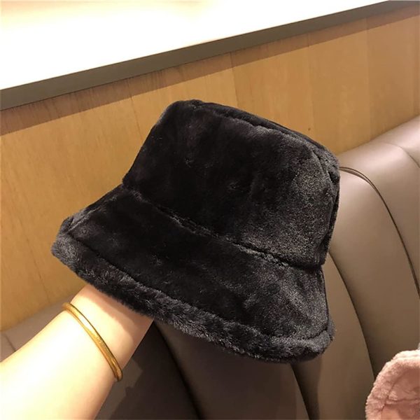 Plys Fiskerhat Dame Varm Vinterhat Kunstpels Spand Hatte-B