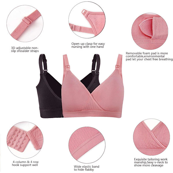 Svangerskaps- og amme-BH med knapp foran - Peach XL