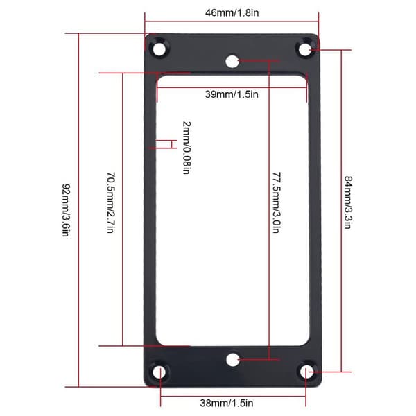 6 stk., krom fladt metal humbucker montering ring sæt - br