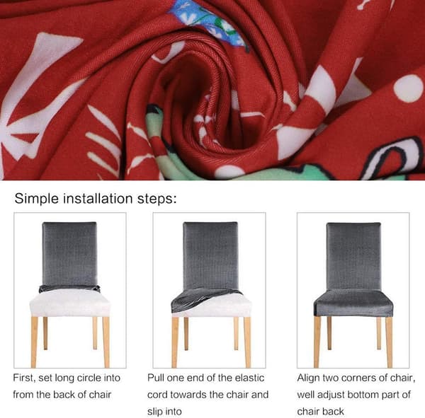 Julstolsöverdrag Set om 4, Stretchiga Julmatstolar