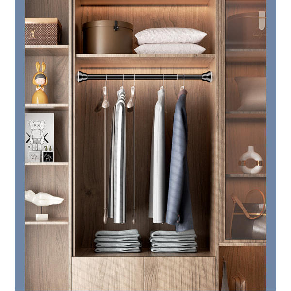 Rustfrit bruseforhæng garderobe teleskopstang - Hvid 26-34cm