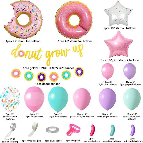 81 stk. Donut fødselsdagsfest dekorationer, Donut ballon guirlande K