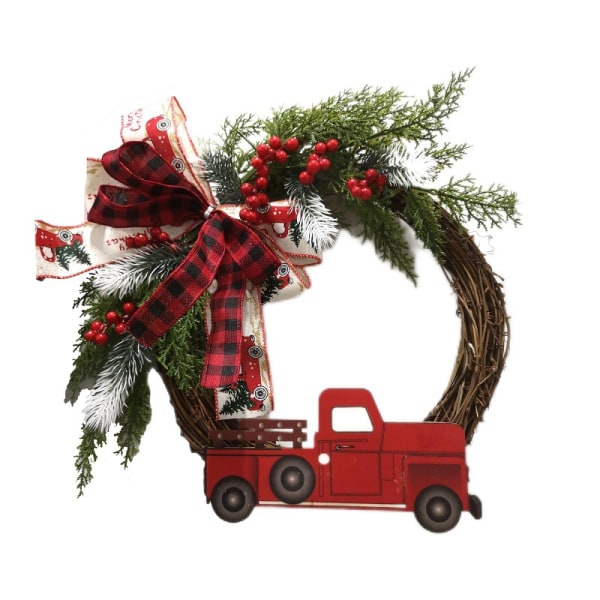 Red truck Christmas door to hang red farmhouse, truck garland Ch