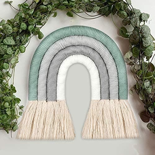 Regnbågsvävd Boho Regnbåge Pompom Väggdekoration, Söt Barnkammare Vägg