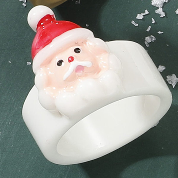 6 st julmode enkel tecknad hartsring Jultomten älg