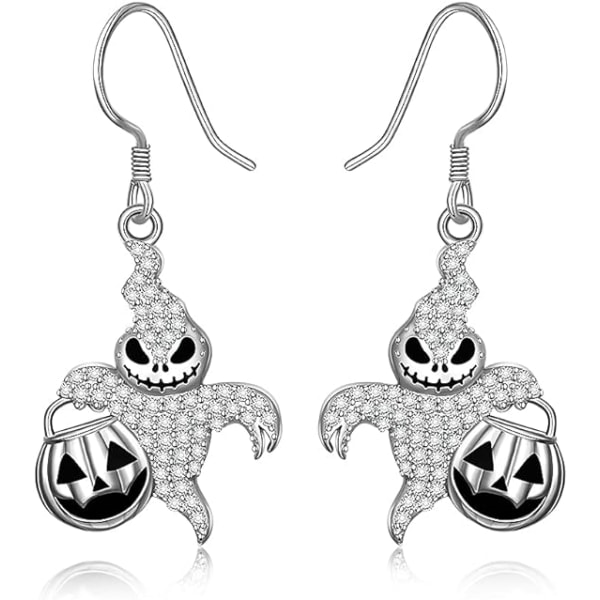 Halloween Ghost Pumpkin örhängen för kvinnor flickor Sterling Silver