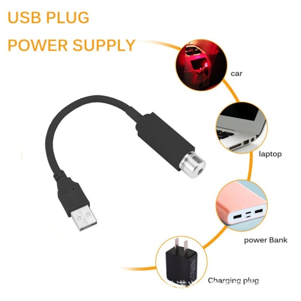 2 stk. USB-stjernelys, justerbar romantisk himmelprojektorlys