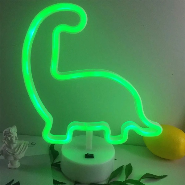 Dinosaur Neon Night Light med USB og batteridrevet grønn Lam