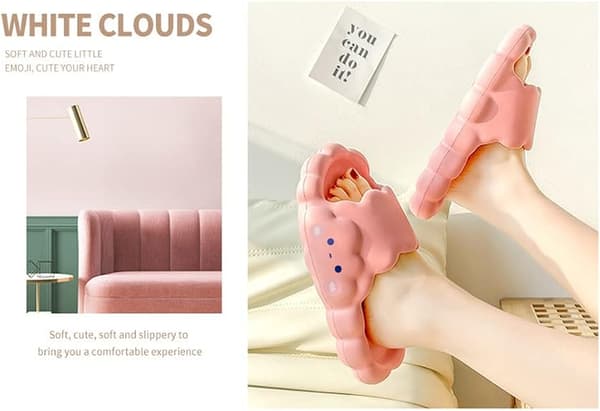 Søde sky-slippers til kvinder - Cartoon clouds slides sandal