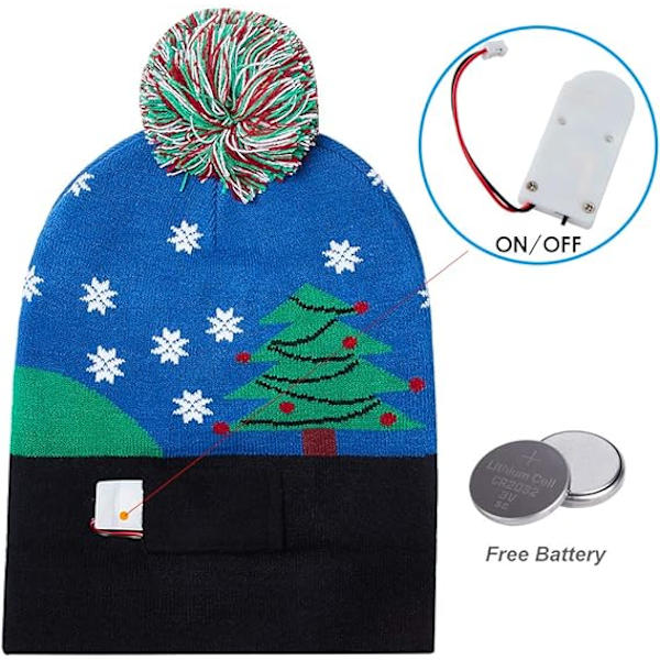 Unisex Fula Ljusa Jul Stickade Mössor Färgglada Led Fam