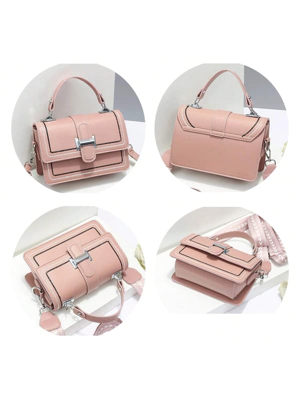 Färgblocks Crossbody-väskor för kvinnor Läder Axelväskor Söta Handväskor Crossbody-väska - Vit White