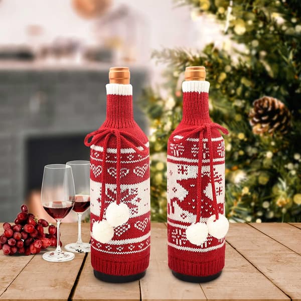 4 stk. Juleflaskeovertræk Strikkede Sweater Jule Dee