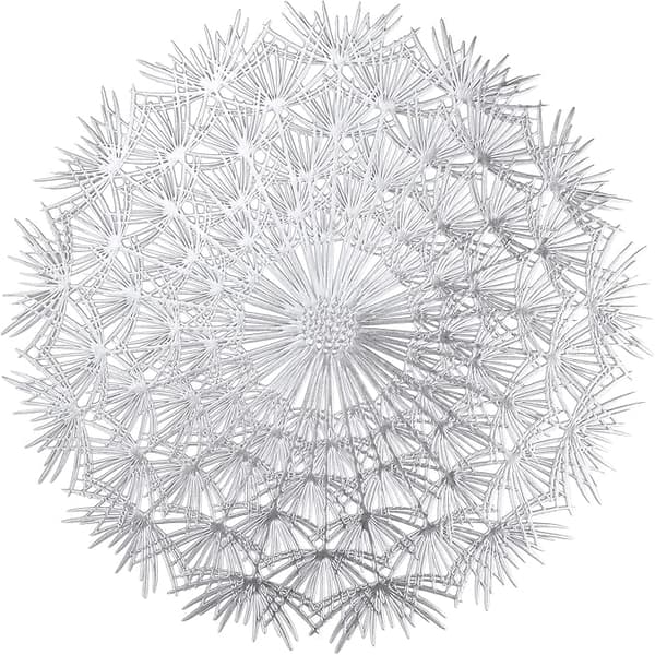 Runda placemats set om 6 eleganta silverblomm placemats för middag