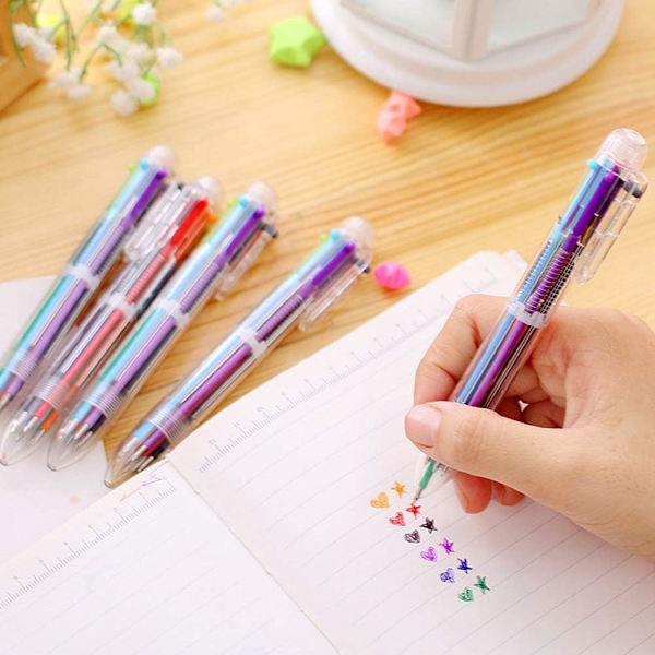 24-pak flerfarvede kuglepenne 0,5 mm 6 i 1 6 farver Retractab