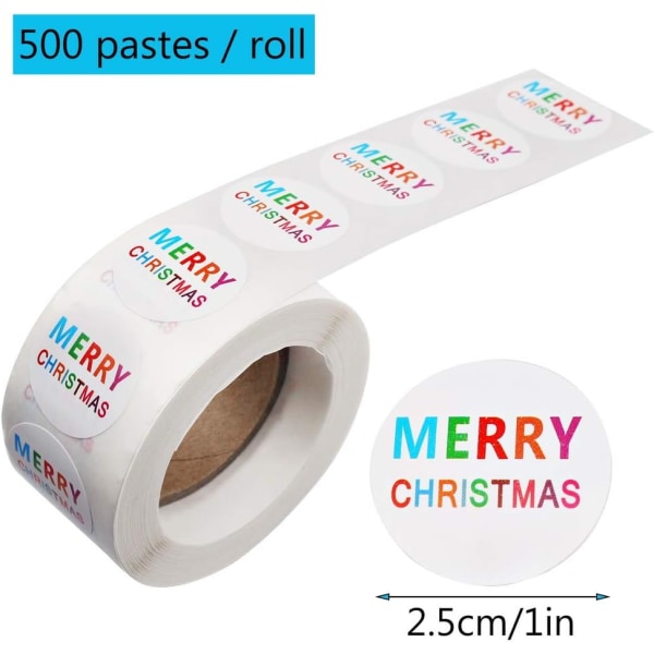 500 stk. Merry Christmas-klistermærker gaveetiketter til kuverter, Chri