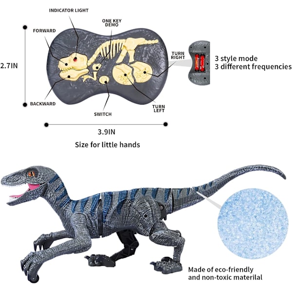 Fjärrkontrollerade dinosaurie leksaker för barn, 2.4G elektroniska RC leksaker,