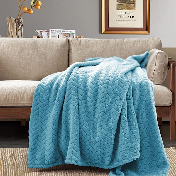 Fleece tæpper, hyggelige super bløde flanel tæpper til voksne, Li