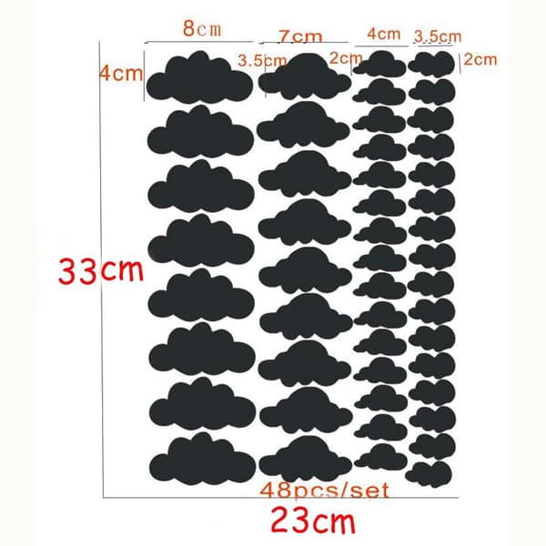 48 Kids Cloud Wall Decals - Easy Apply Powder Blue Wall Decal fo