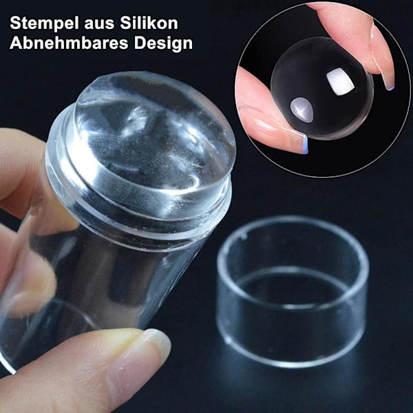 3 stk. Neglekunst Stempel med Skraber, Silikone Negle Stempel, til S