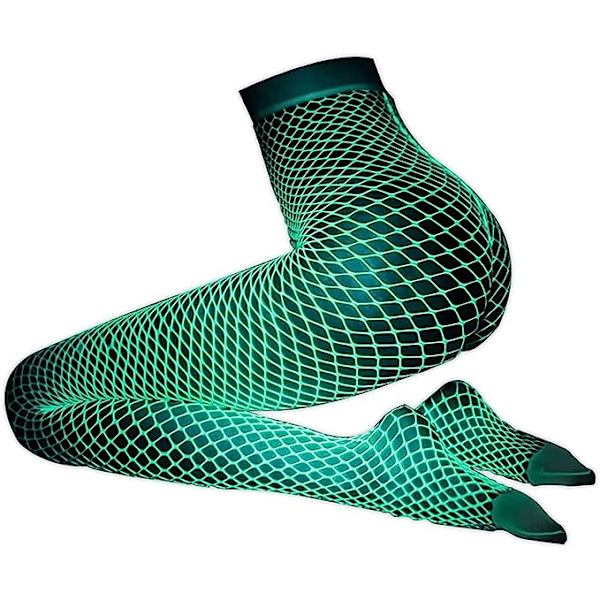 Glow-in-the-dark Fishnet Strumpbyxor Leggings, Hög Midja, Ljusa