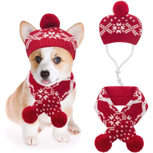 Joulukoiran asusteet Hat Scarf Set Knit Snowflake Reindeer Pri