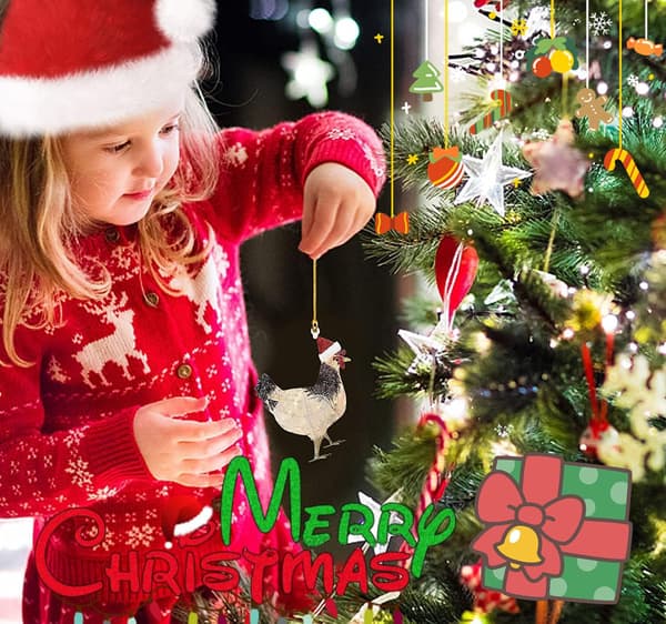 Julgranshänge, 4 stycken träjulskyckling Chri