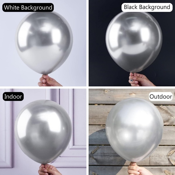 Sølvballoner, 70 10 tommer metalliske balloner sølv metalliske ba