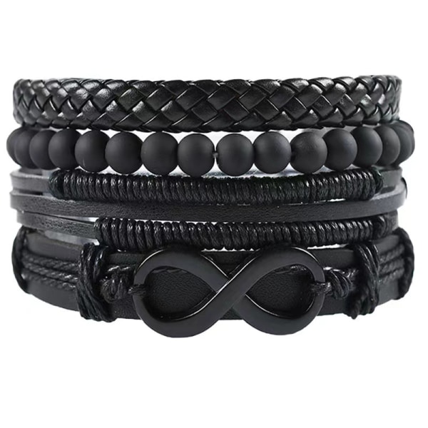 4-delt kortspil vævet armbånd læder armbånd sæt multi-