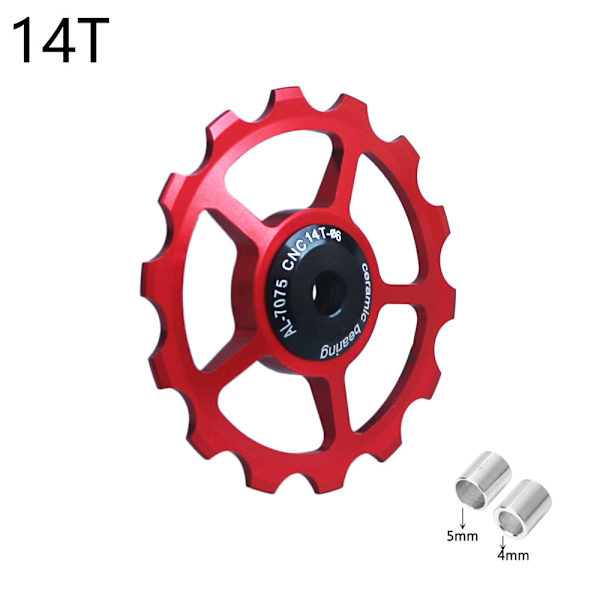 Växelhjul i aluminiumlegering för cykel, 10-17T, för mountainbike, hjul, lageruppsättning, reservdelar - röd 14T