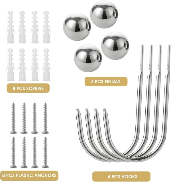 Gardinholder, 4 stk. Dekorative gardinholder med Sc